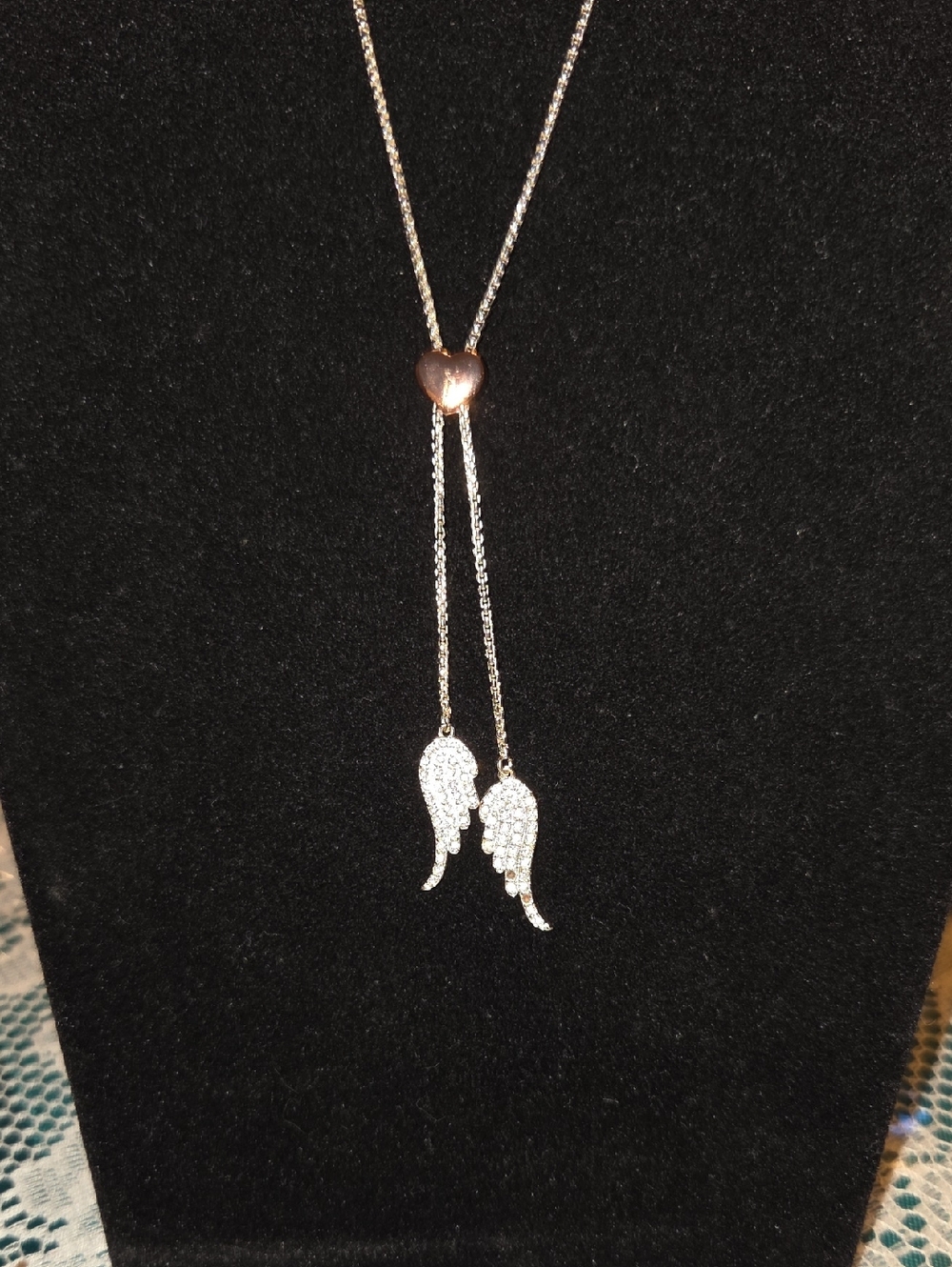 Believe by Brilliance 30" 14kt Gold Flash Plated Crystal Angel Wing Necklace